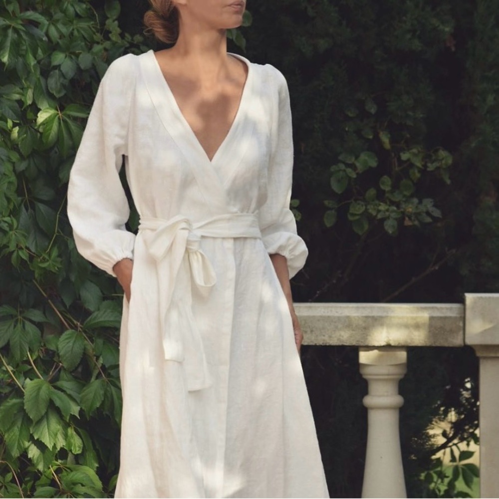 Luxe Provence Anaïs Linen Wrap Dress BNWT Size M